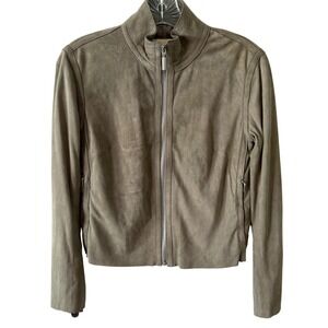 Gianetti Women's Taupe Italian Suede Zip Front‎ Jacket in Size S